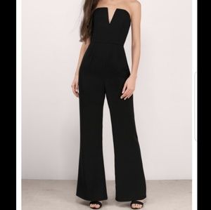 Deep V Black Jumpsuit